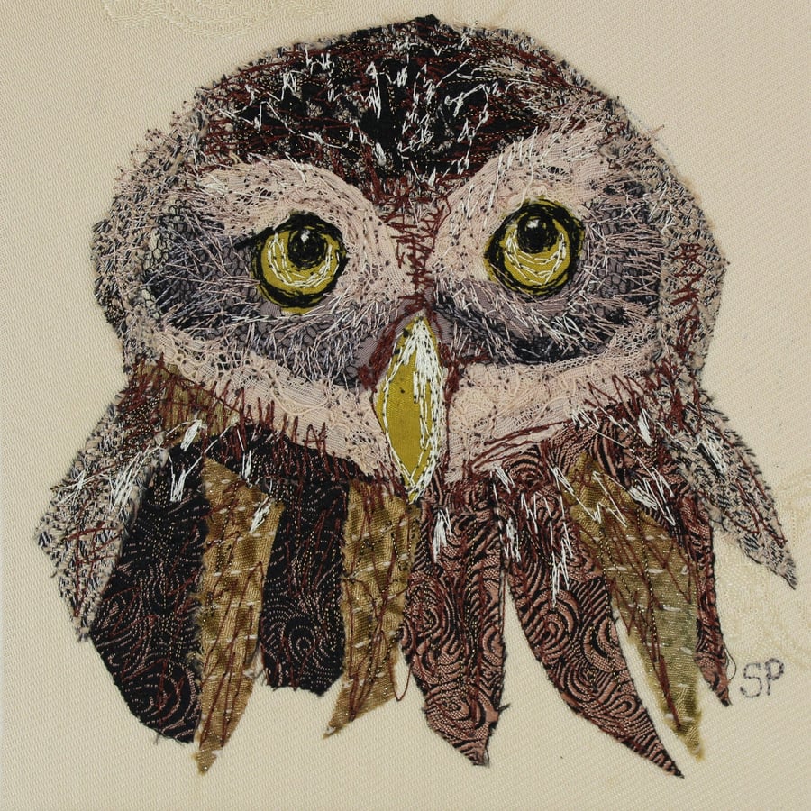 Little Owl Original Textile Art 