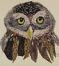 Little Owl Original Textile Art 