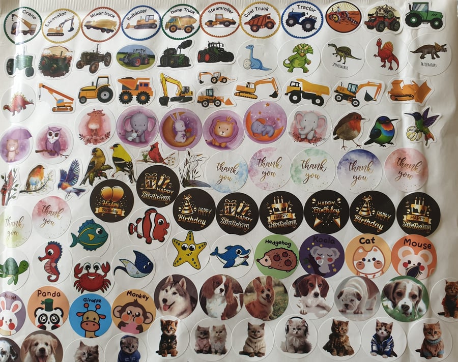  Stickers - 50 ASSORTED MIX  - PLEASE SEE PHOTOS for Example Designs Included