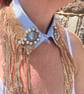 Sky Blue & Gold Vintage Crystal Detachable Collar -Sequinned Festival Accessory  - Image 8