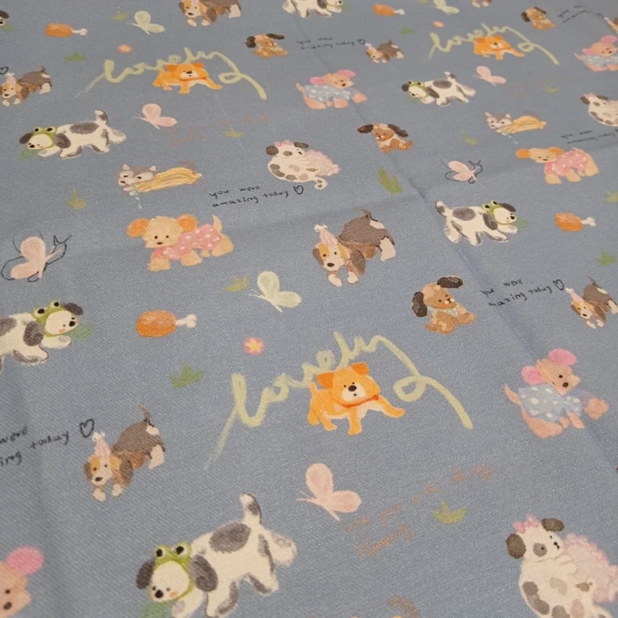 Blue Dogs Pattern Fabric