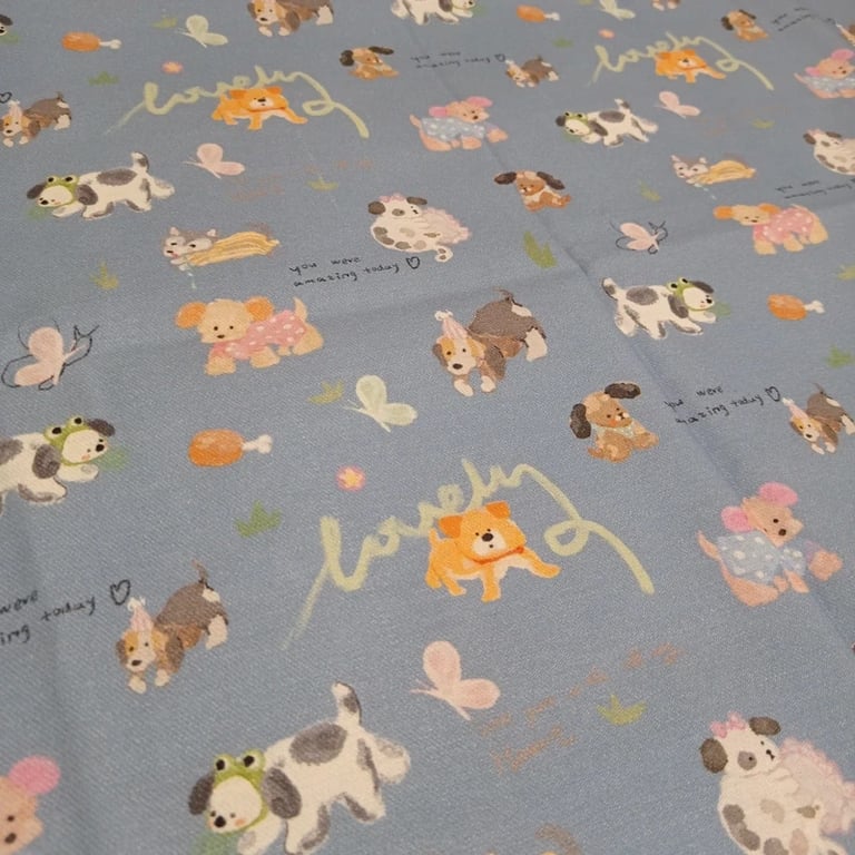 Blue Dogs Pattern Fabric