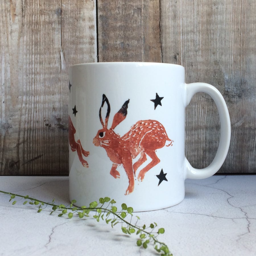 Three Hares Ceramic Mug (Large) Springtime gift