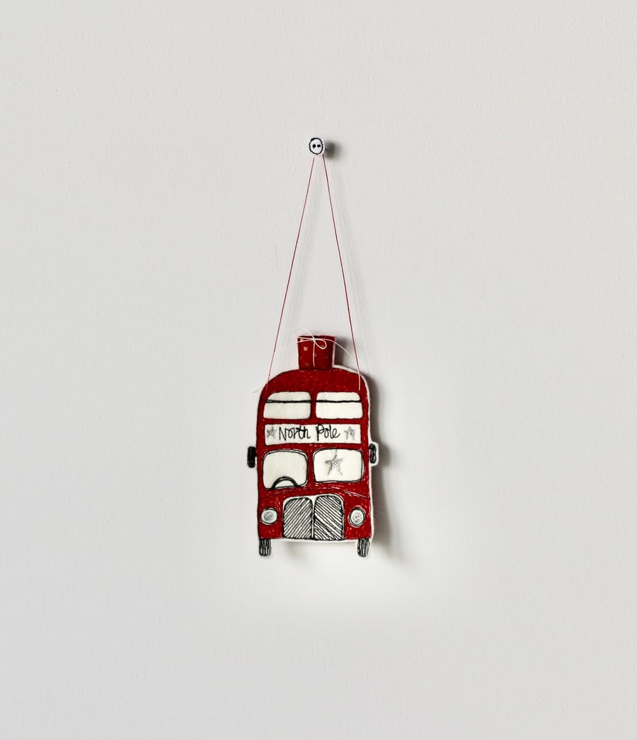North Pole Red Bus - Hanging Decoration