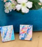 Pastel Clouds, Stainless Steel Post Earrings. - Image 2