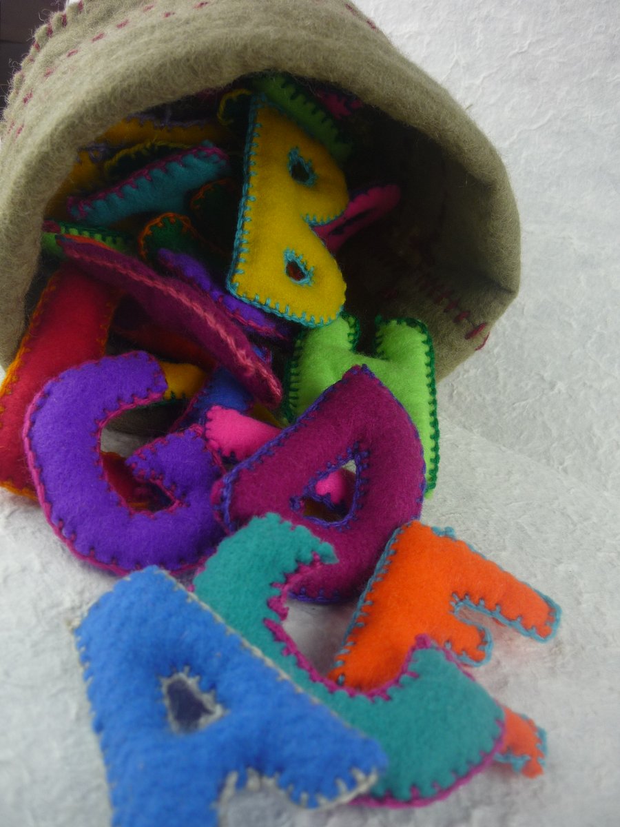 Felt alphabet in a felt box