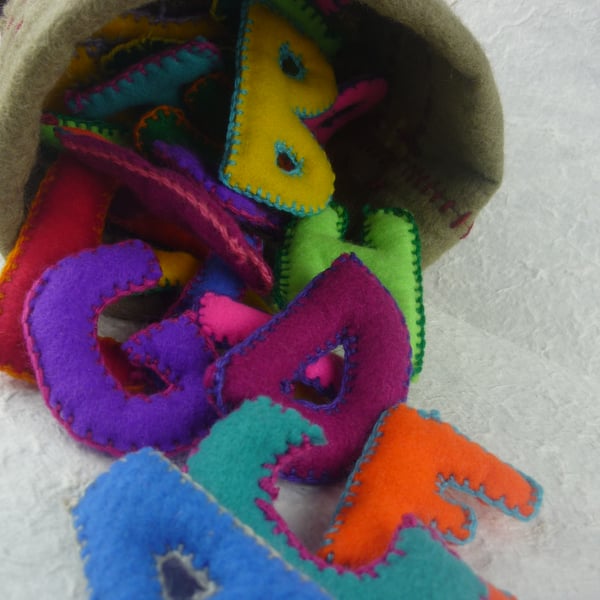 Felt alphabet in a felt box