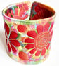 Cuff - Fabric Bracelet with Free Machine Embroidery 