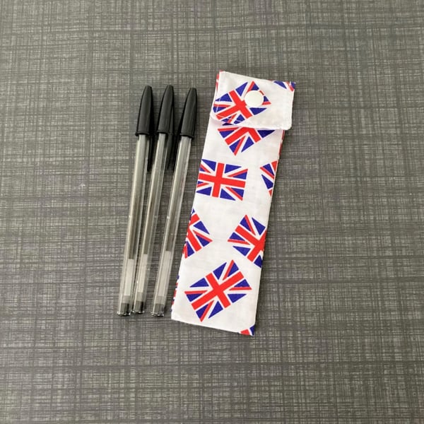 Fabric Pen Holder Pouch: Union Jack Flags, Great Britain 