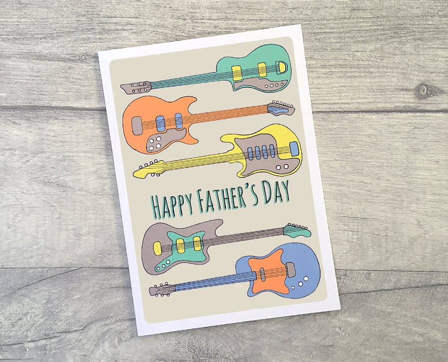 Guitar Father's Day Card, Personalised Card for Dad, Step Dad.