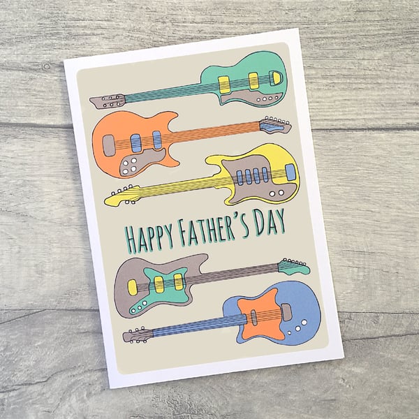 Guitar Father's Day Card, Personalised Card for Dad, Step Dad.