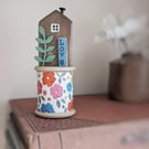 Little Wooden House on a Vintage Bobbin 'Love' 