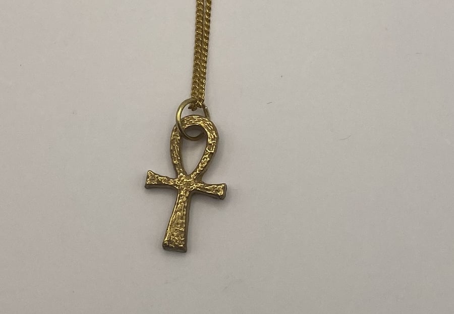 Ankh pendant, Cuttlefish cast pewter, Pure gold electroform, 895