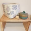 Fabric storage "basket": shades of blue and taupe