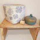 Fabric storage "basket": shades of blue and taupe