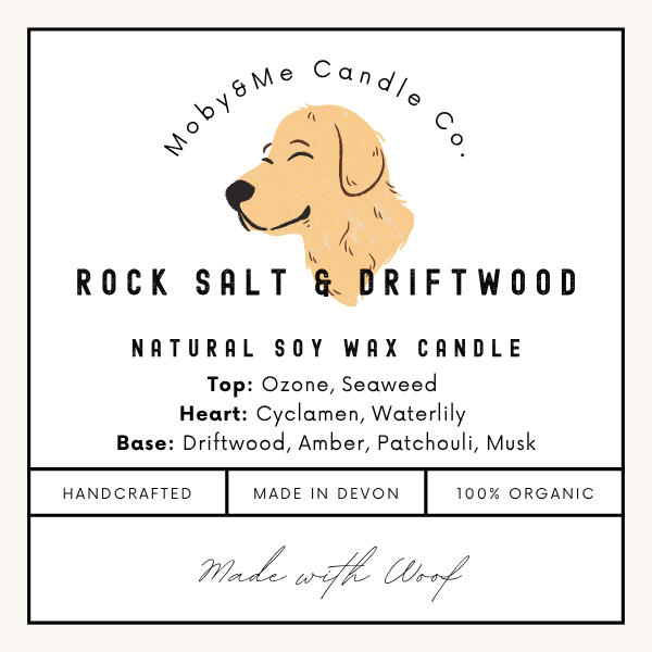 30cl Made to Order Rock Salt & Driftwood Soy Wax Candle in a Black Gloss Jar