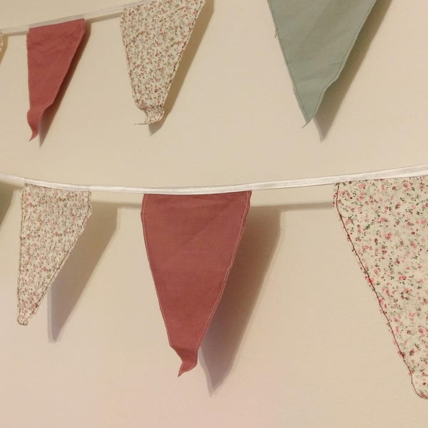 6 metres of floral cotton fabric bunting