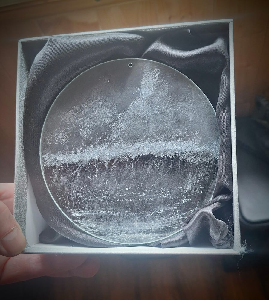 Crashing Wave on glass disc window decoration - Folksy