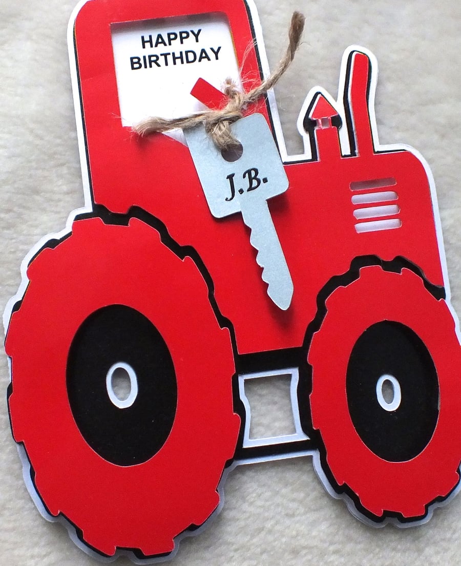 Personalised Handmade Tractor Shaped Birthday Card