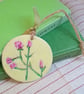 Red Campion clay imprinted and hand painted decoration 