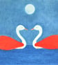 Swan Print: Anniversary Gift, Two Swans Moon, Romantic Spiritual Art Picture - Image 1