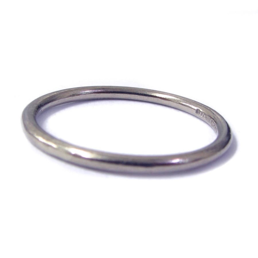 Simple 18K 18ct white gold band, gold halo ring, everyday ring, handmade classic