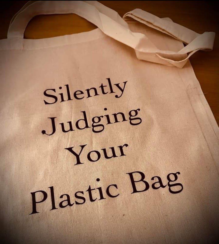 Large plastic tote bag shop
