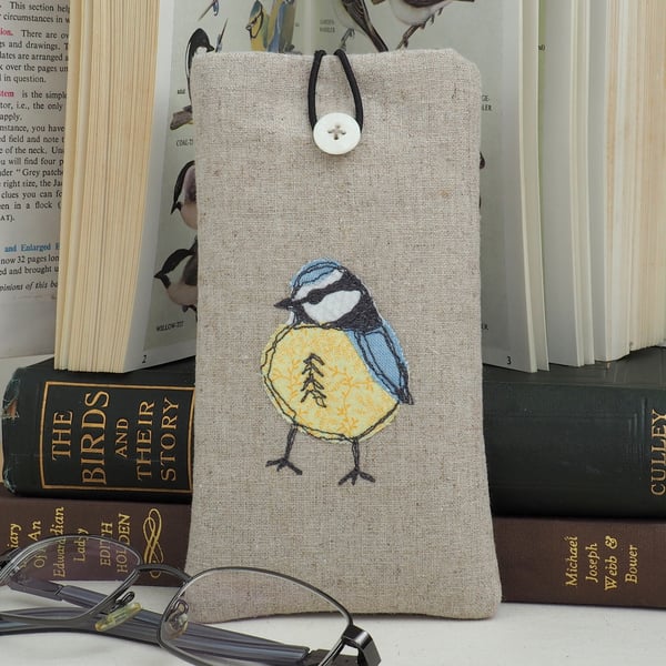 Glasses Spectacles Case Mothers Day Handmade Blue Tit Nature Wildlife
