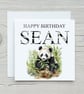 Personalised Panda Birthday Card. Design 3