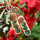 Sunflower Garden. Pyrography key ring.
