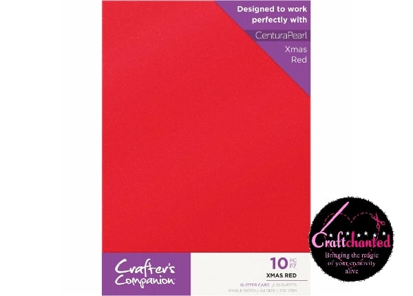 Crafter's Companion - Glitter Card - Xmas Red - A4 - 250gsm - 10 Pack