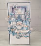 Handmade Santa Christmas Card (111) Blue Winter Scene. - Image 1