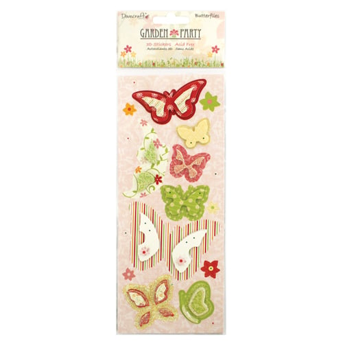 Dovecraft 'Garden Party' 3D Butterfly Stickers 