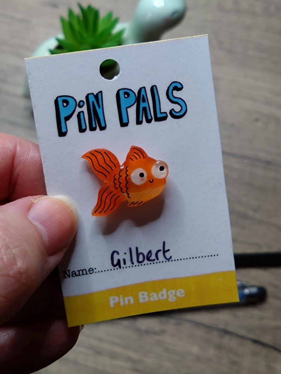 Cute orange goldfish pin badge