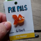Cute orange goldfish pin badge