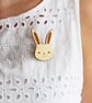 Wooden Bunny Rabbit Brooch  - Image 1