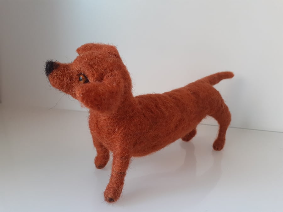 Daschund dog,pet, needle felted wool sculpture ooak,collectable 