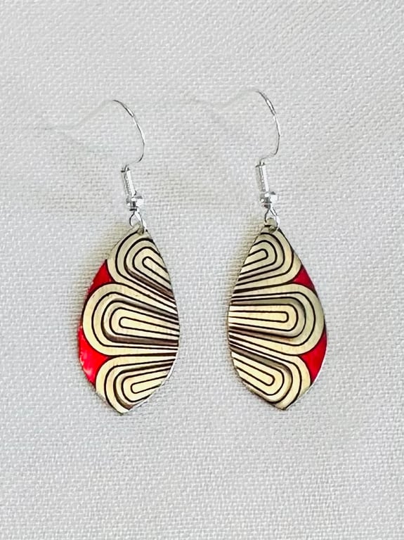 Art Deco style recycled tin earrings 