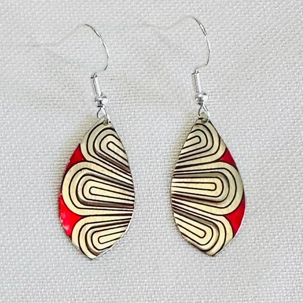 Art Deco style recycled tin earrings 