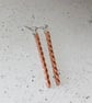 Earrings, Copper and Sterling Silver Spiral Twist Droppers with Stud Fitting - Image 6