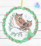 Owl mixed media hanging decoration. Owl ornament. Owl decoration. - Image 3