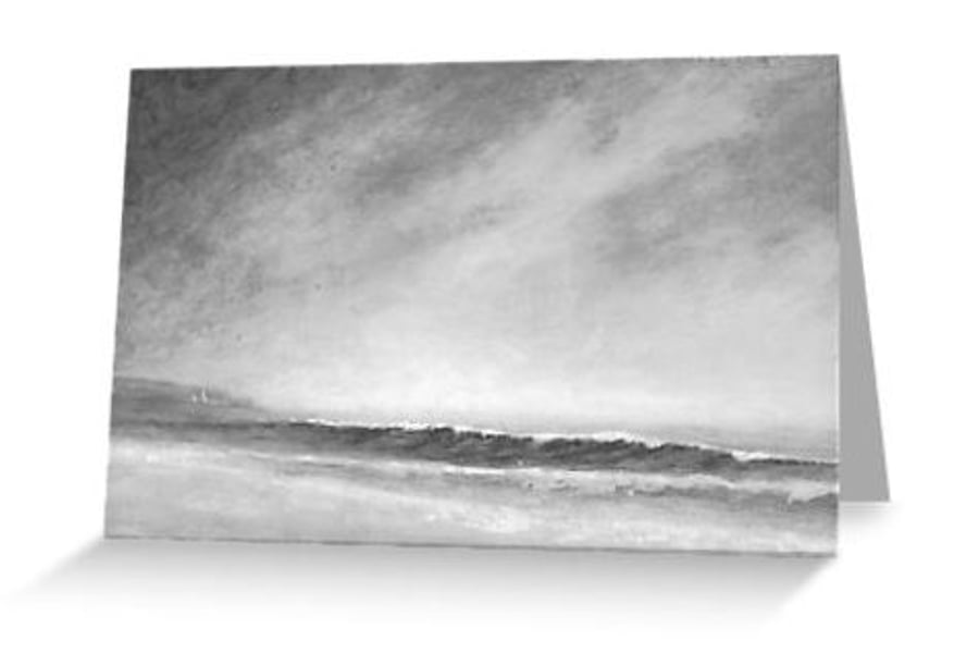 Blank greeting card notelet monochrome coastal study
