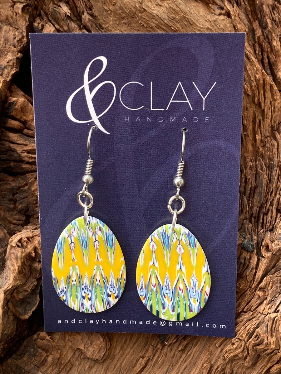 Colourful Patterned Polymer Clay Easter Egg Earrings