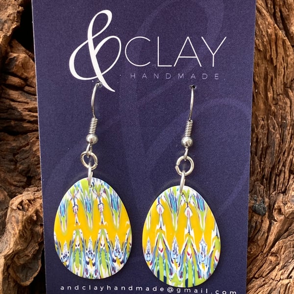 Colourful Patterned Polymer Clay Easter Egg Earrings