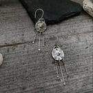 Hand stamped, dangly earrings, sterling silver drop earrings