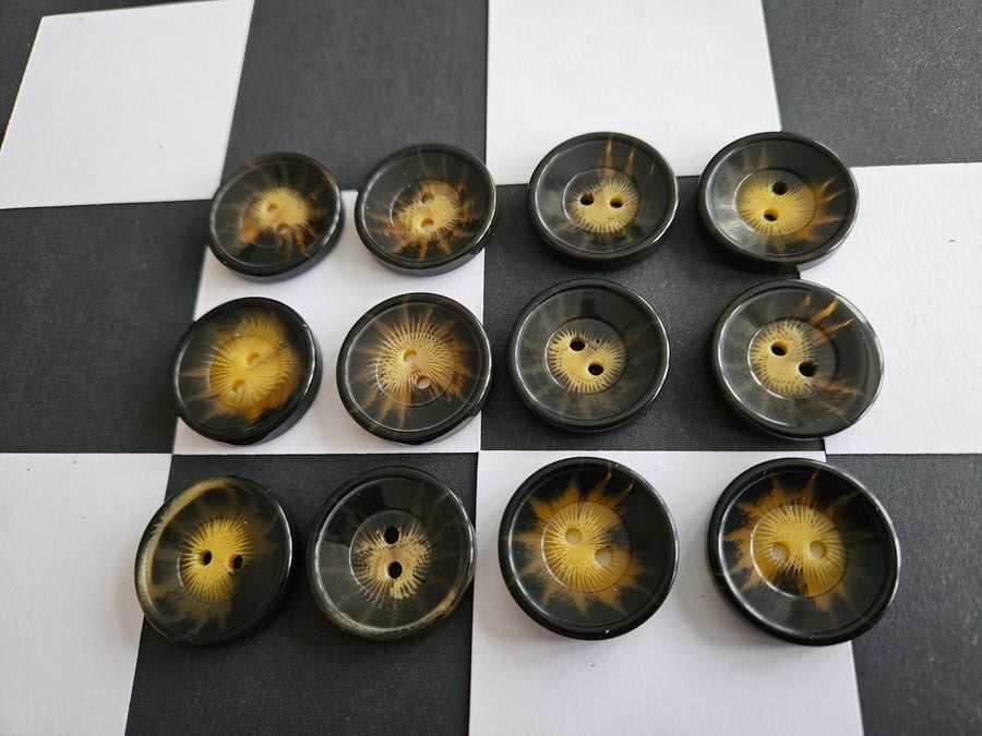 1" 25mm 40L Polyester Horn Buttons Tortoise Shell effect