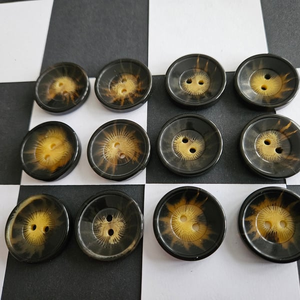 1" 25mm 40L Polyester Horn Buttons Tortoise Shell effect