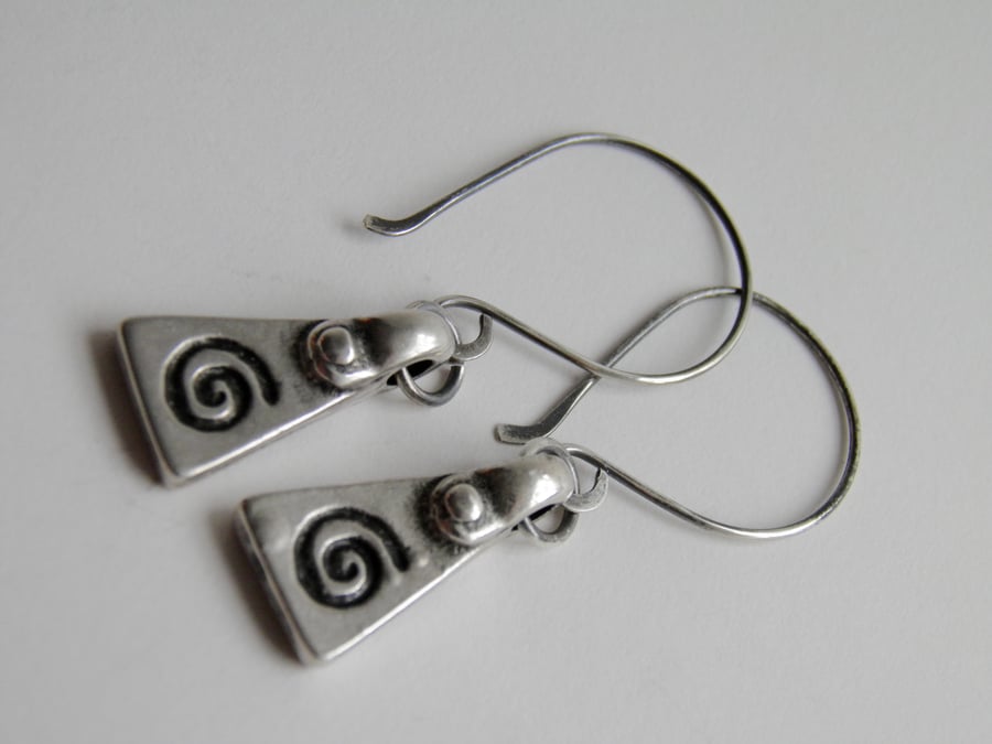 Silver Earrings Spiral Tribal