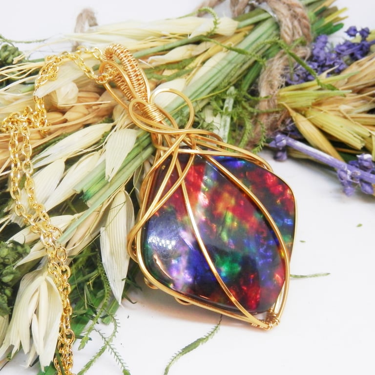 Dichroic Glass Gold Vermeil Necklace