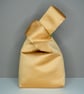 Handmade Japanese Knot Bag - Blue Iris Floral Pattern With Gold Satin  - Image 7
